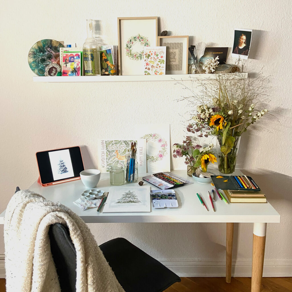 frau brandt works in her home studio in Berlin